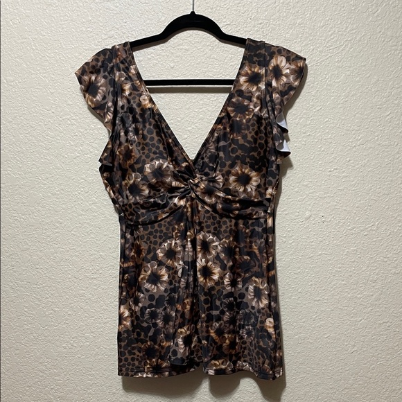 Rekita Women's Brown And Black Floral Swimsuit Top. NWT. Various Sizes. - Picture 1 of 10